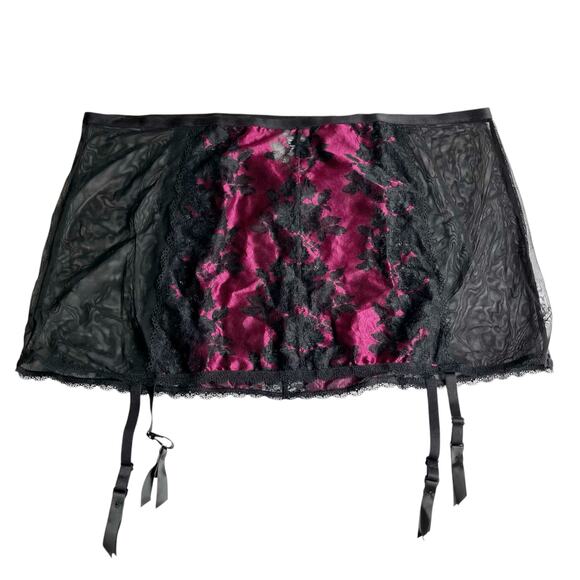 Torrid Lace Boudoir Garter Skirt Size 4 4X Navarra Black Boudoir Sheer Lingerie - Picture 3 of 14